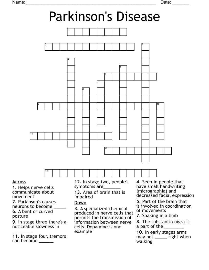 Parkinson's Disease Crossword