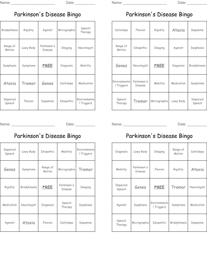 Parkinson's Disease Bingo