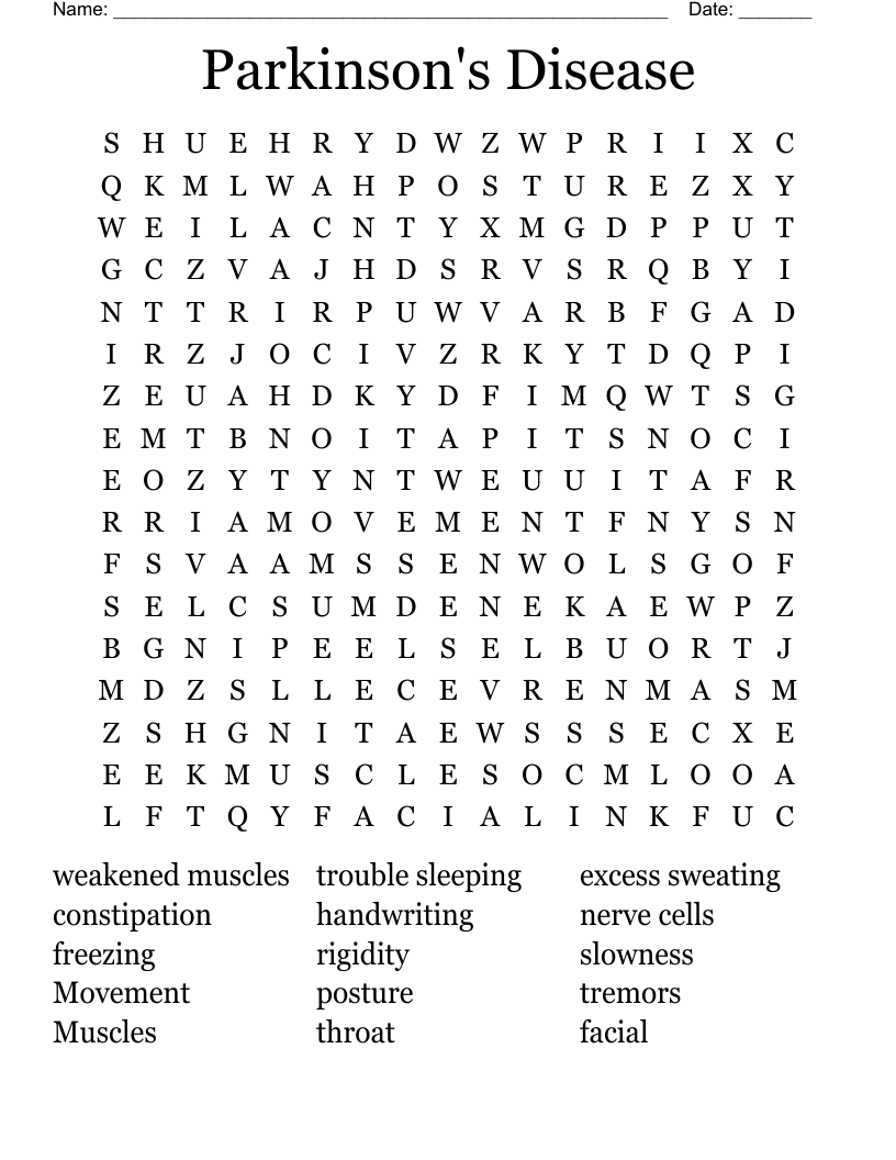 Parkinson's Disease  Word Search