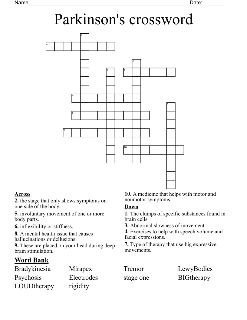 Parkinson's crossword