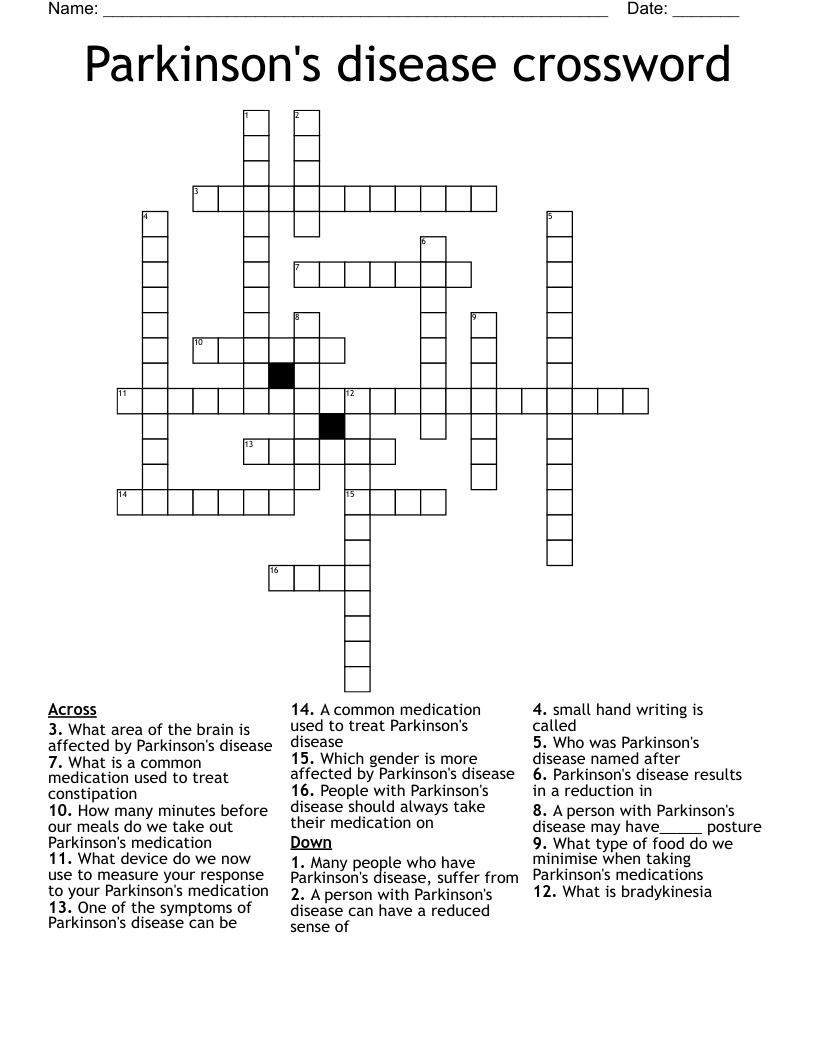 Parkinson's disease crossword