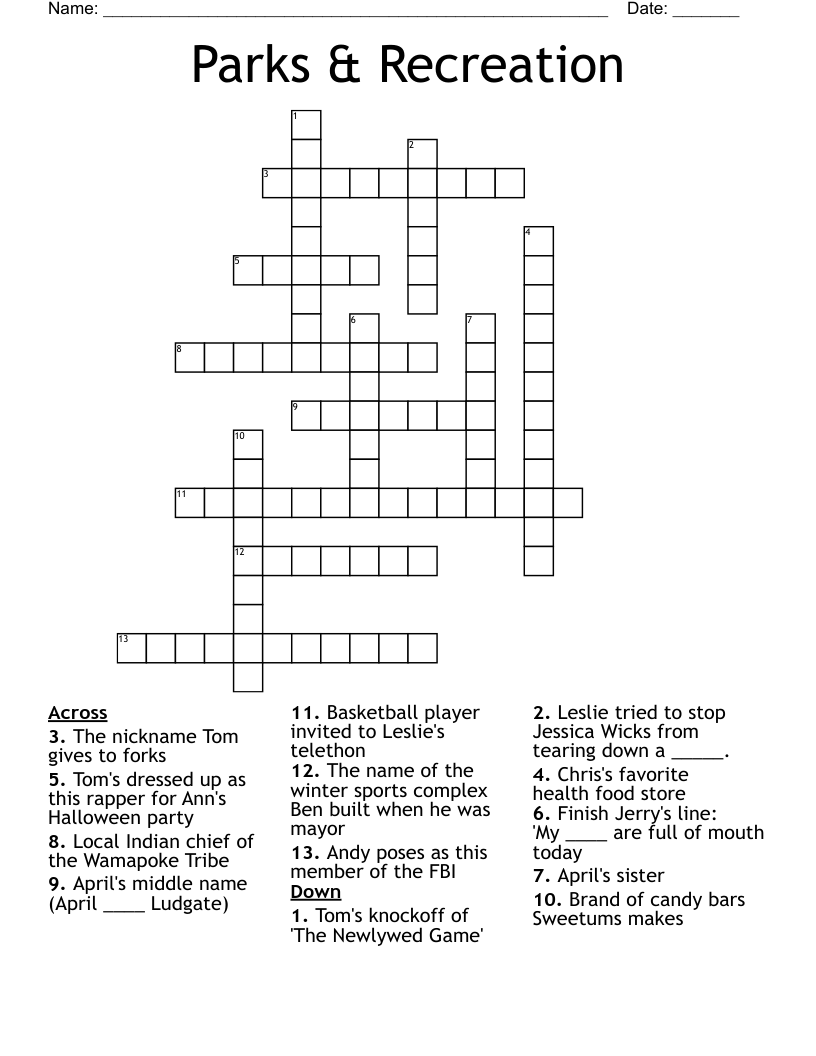 Parks & Recreation Crossword
