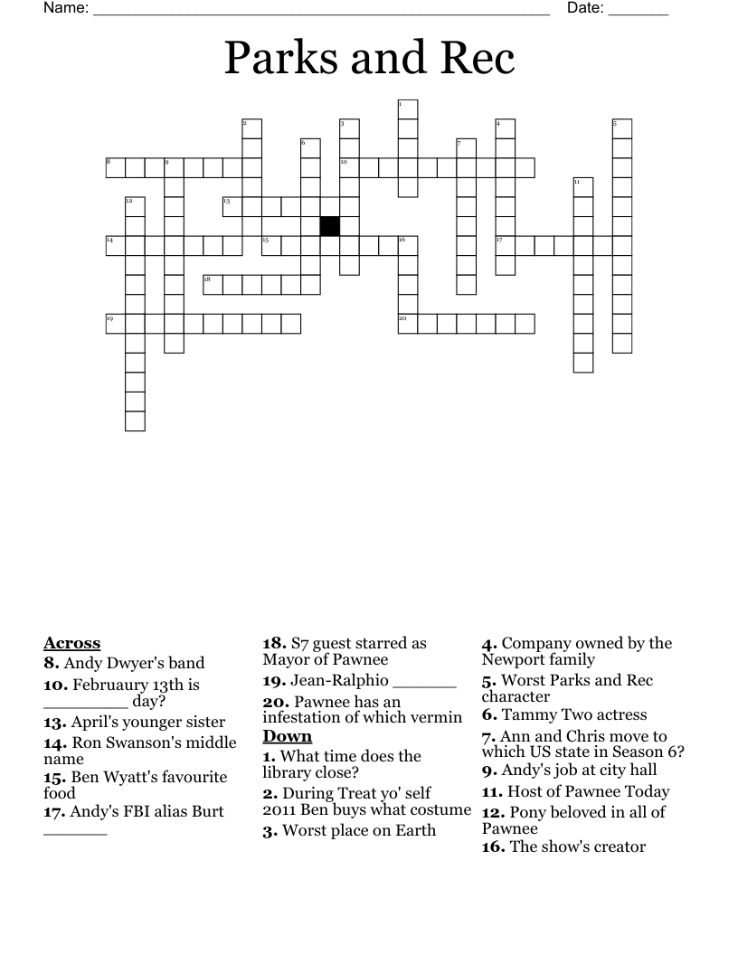 Parks and Rec Crossword