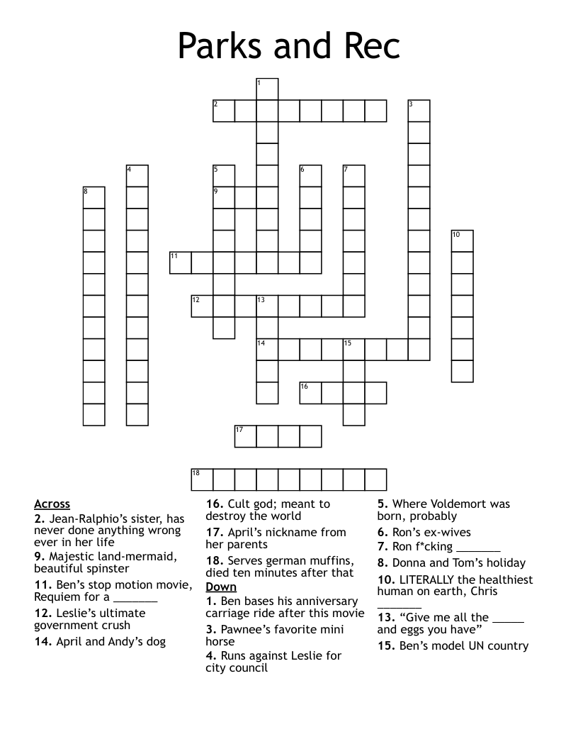 Parks and Rec Crossword