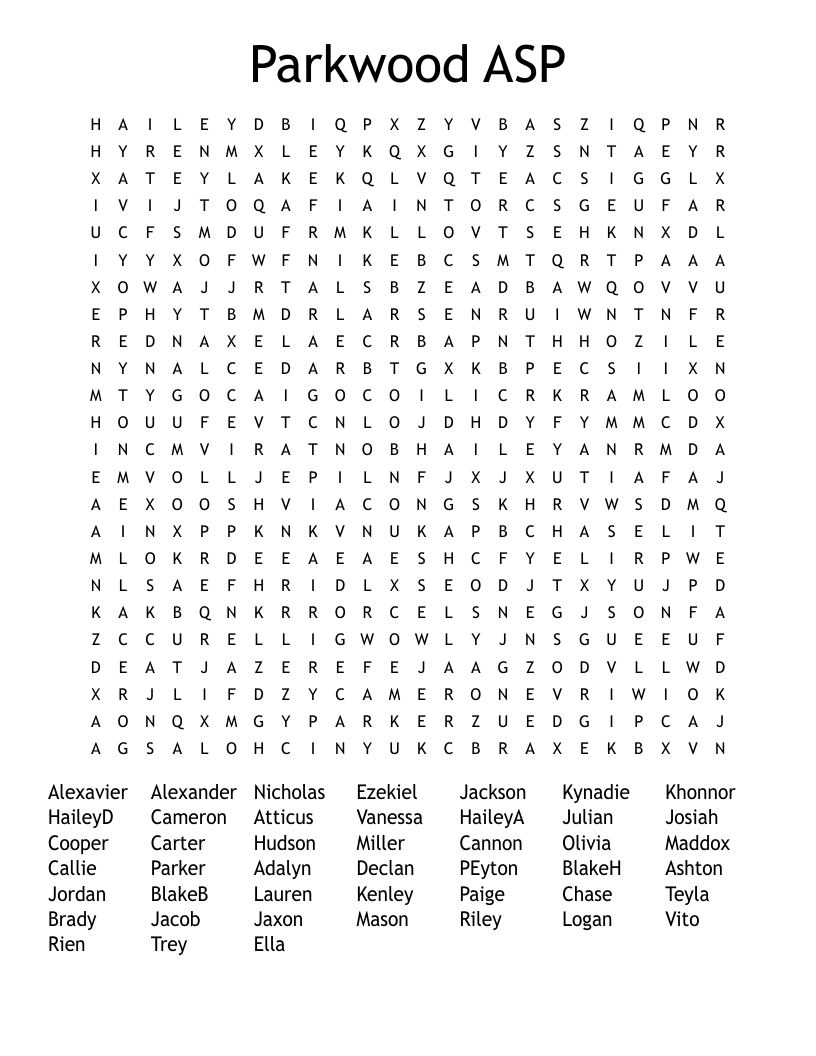 Parkwood ASP Word Search