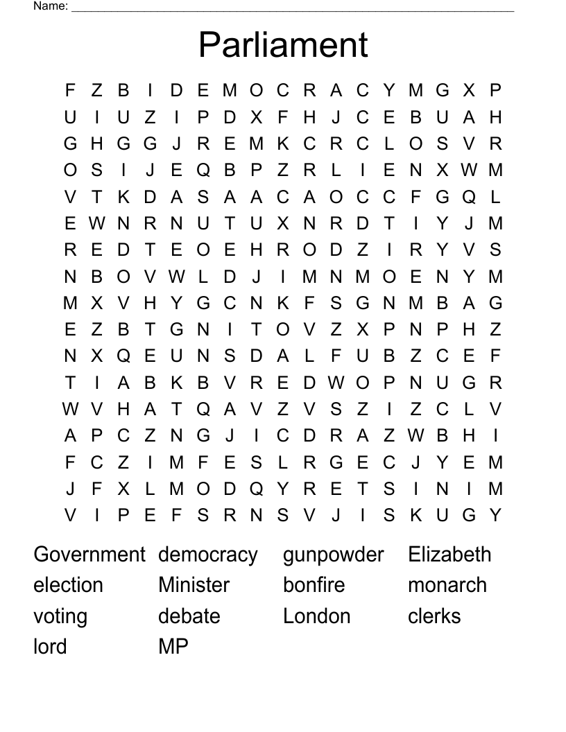Parliament Word Search