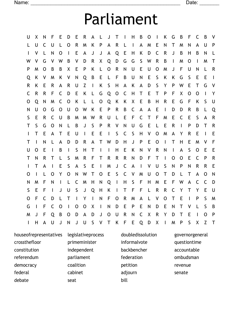 Parliament Word Search