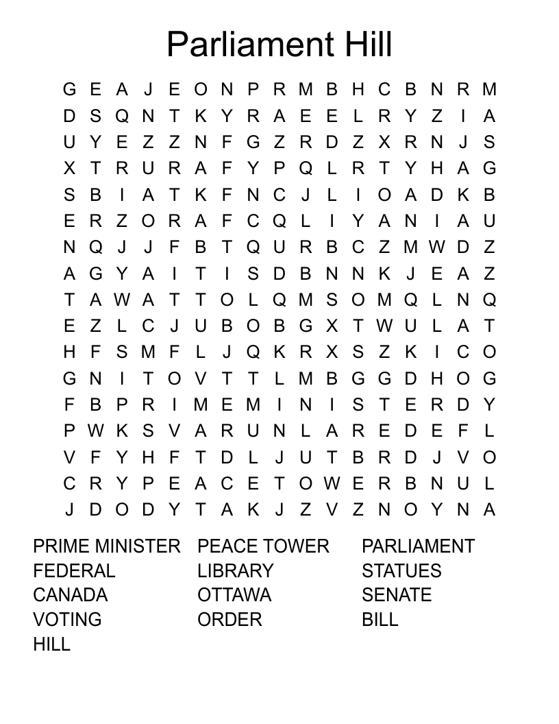 Parliament Hill Word Search