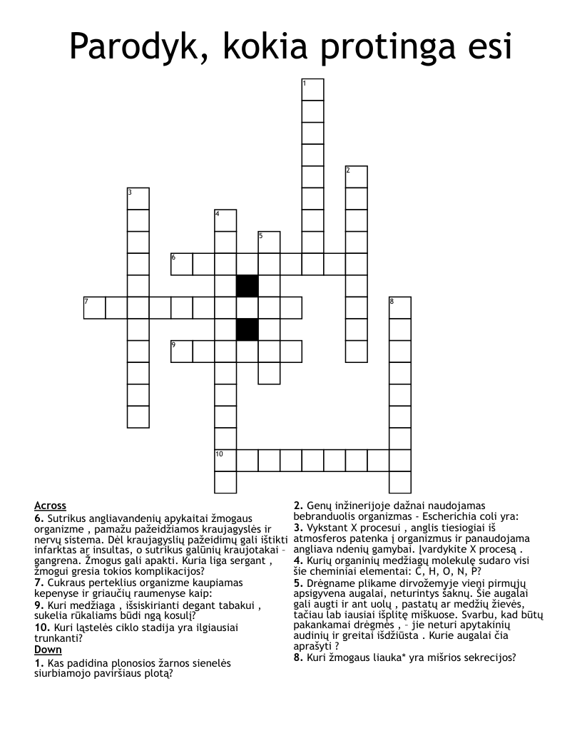 Parodyk, kokia protinga esi Crossword