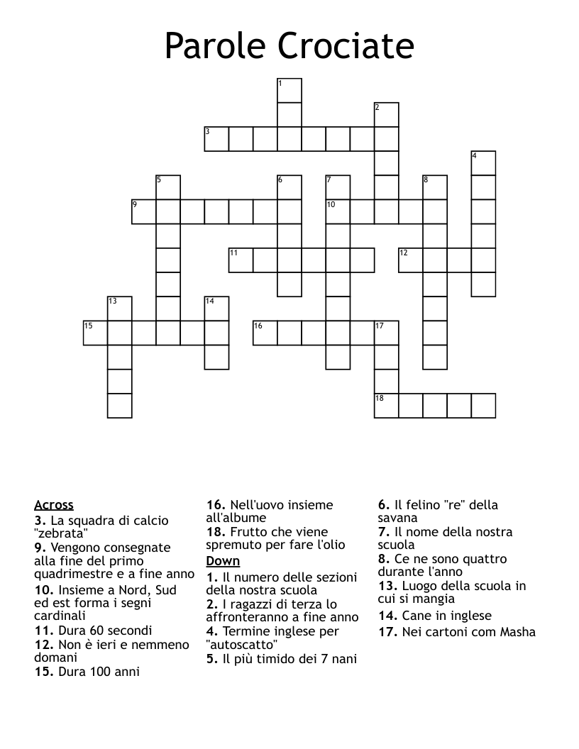 Parole Crociate Crossword