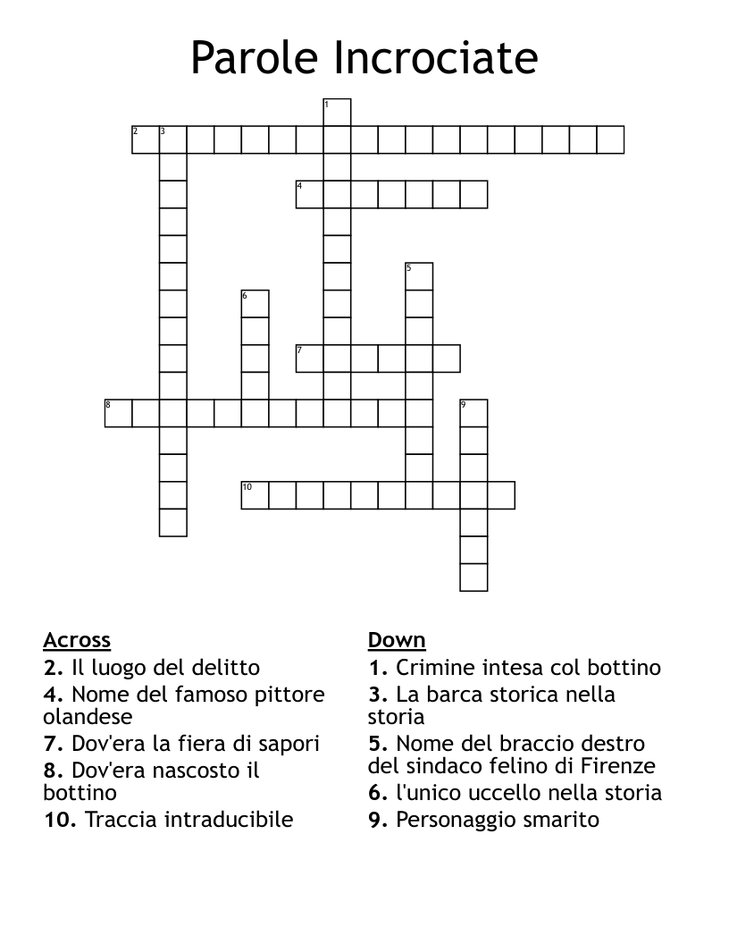 Parole Incrociate Crossword