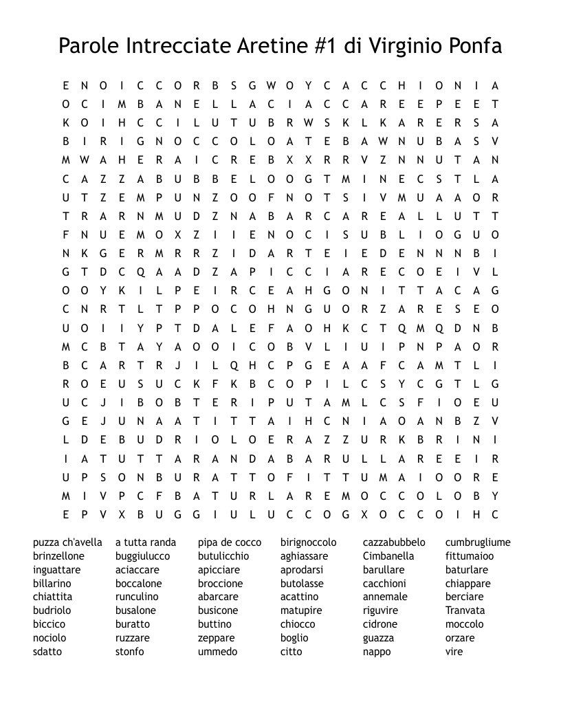 Parole Intrecciate Aretine #1 di Virginio Ponfa Word Search