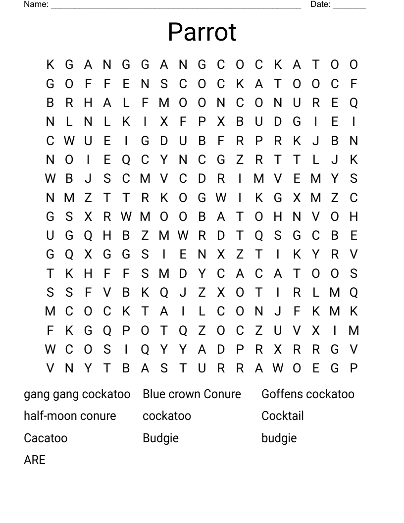 Parrot  Word Search