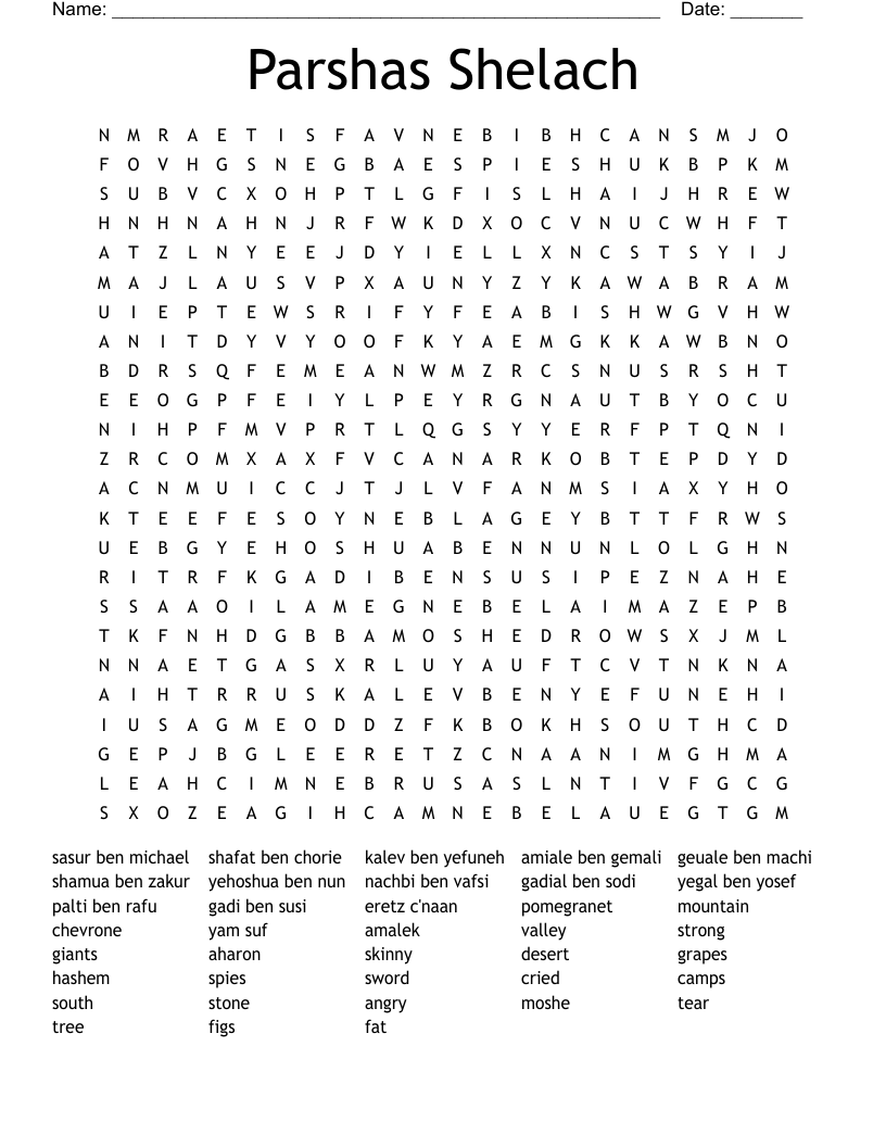 Parshas Shelach Word Search