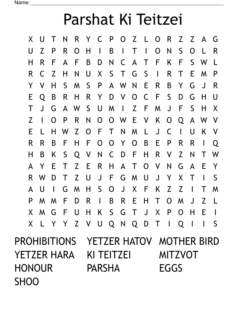 Parshat Ki Teitzei Word Search