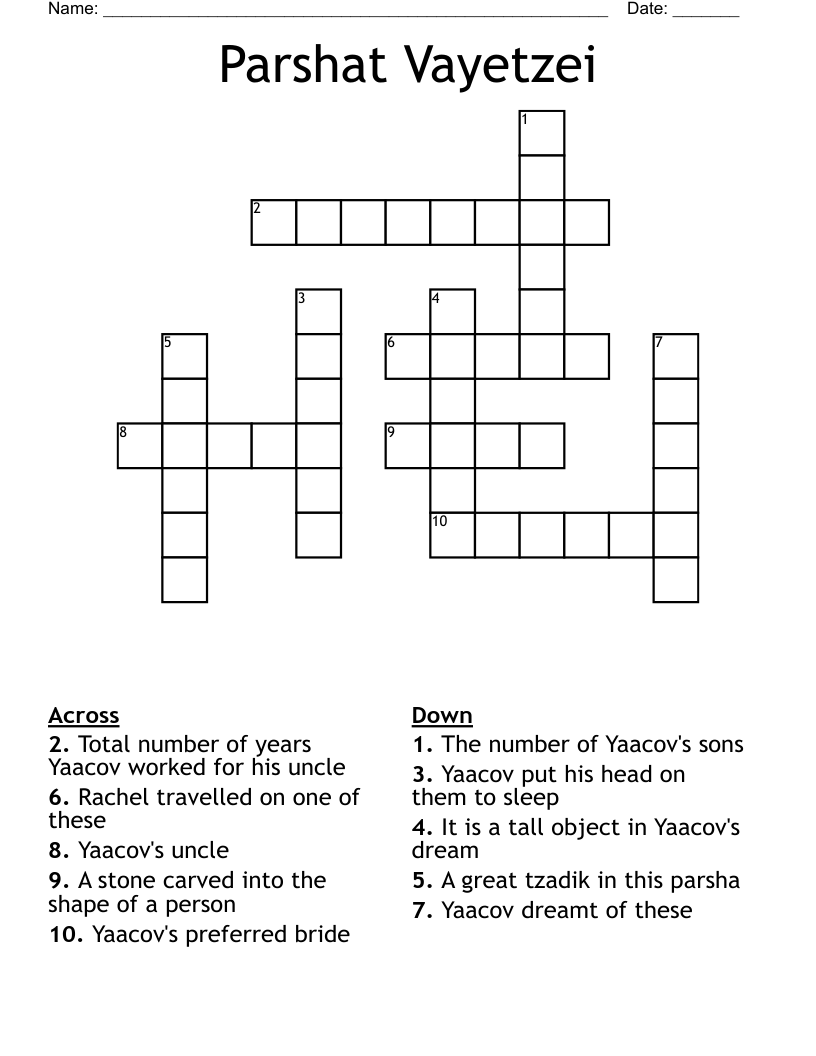 Parshat Vayetzei Crossword