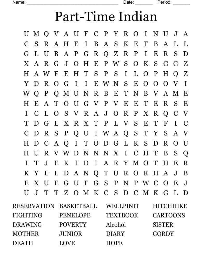 Part-Time Indian  Word Search