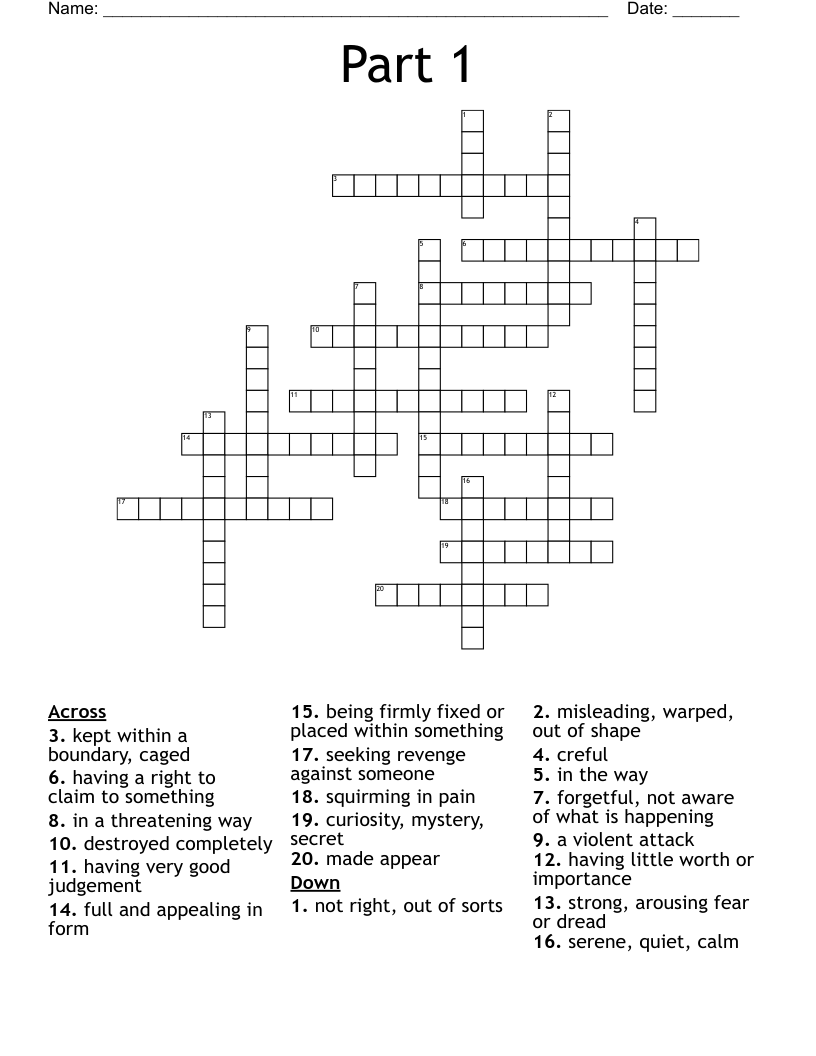 Part 1 Crossword