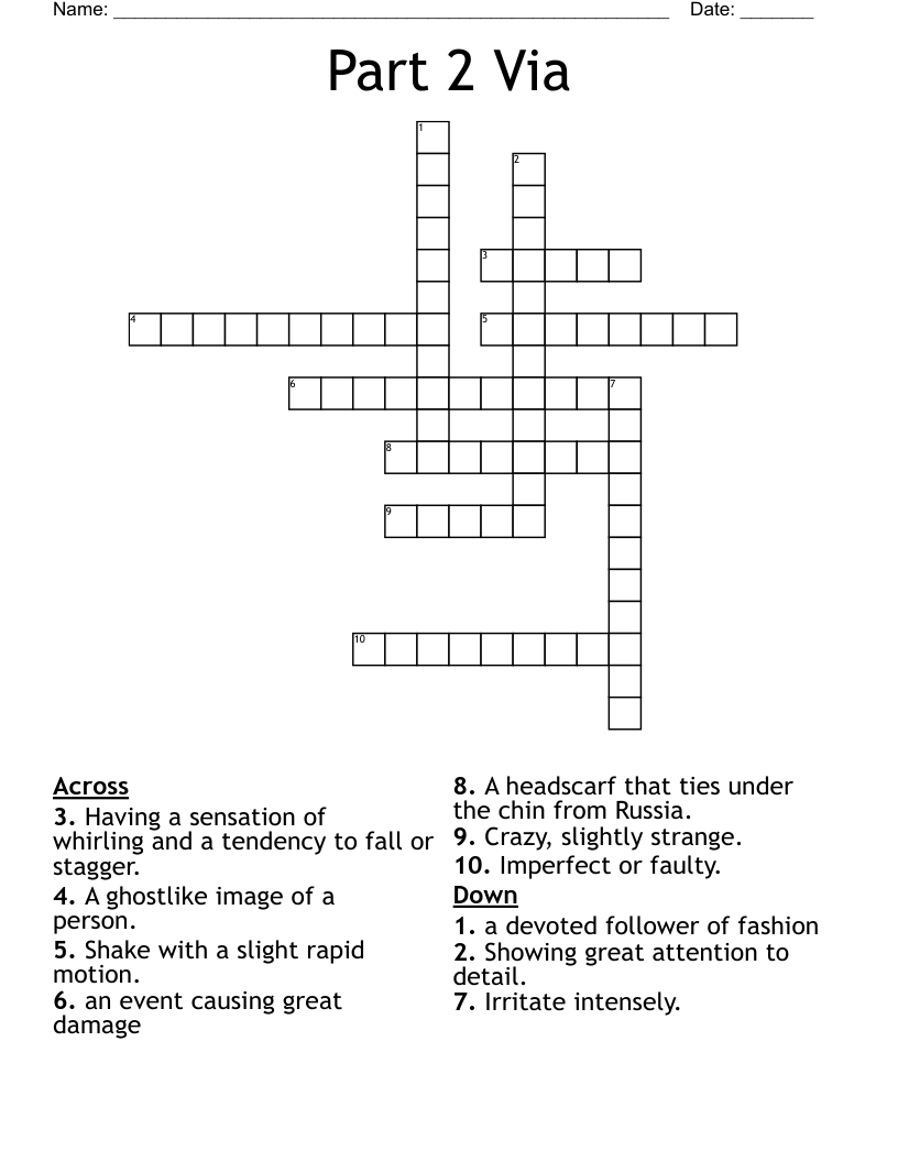 Part 2 Via Crossword