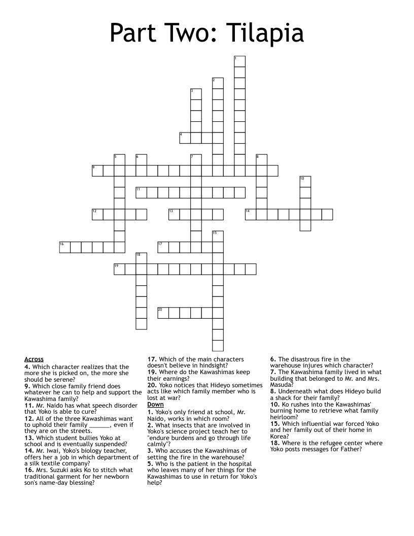 Part Two: Tilapia  Crossword