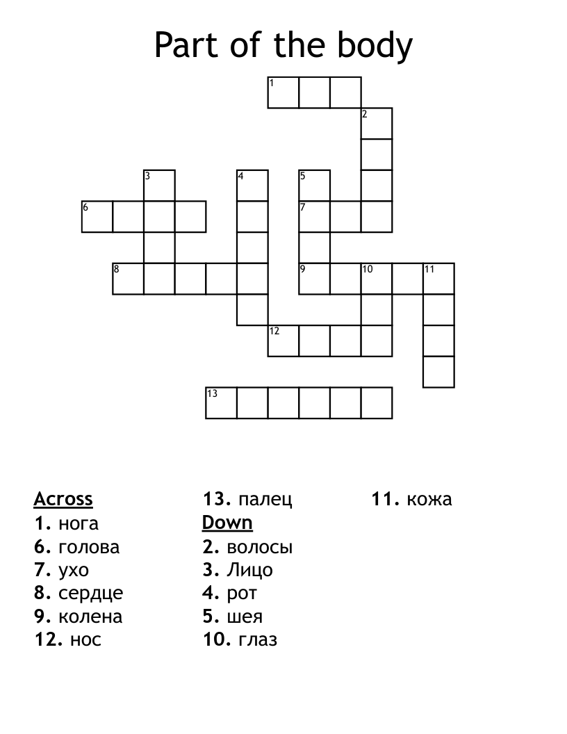 Part of the body Crossword