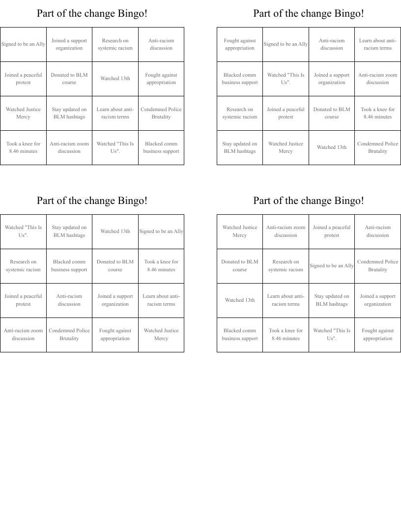 Part of the change Bingo!