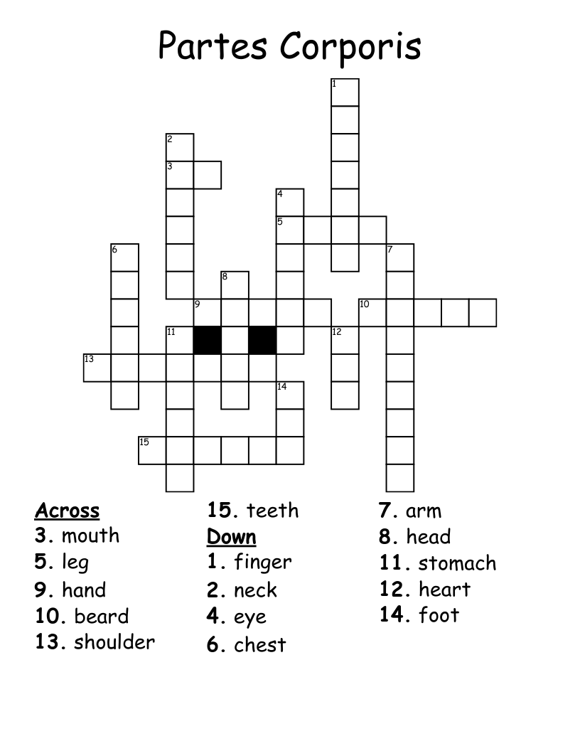 Partes Corporis Crossword
