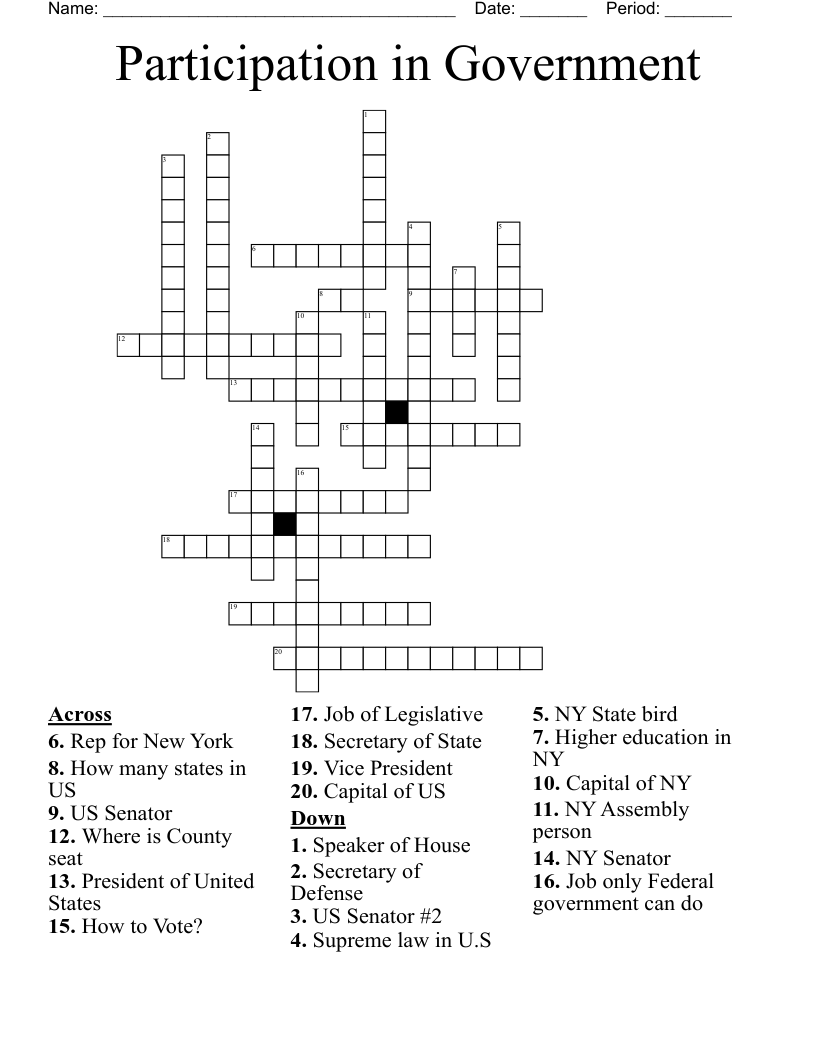Participation in Government Crossword