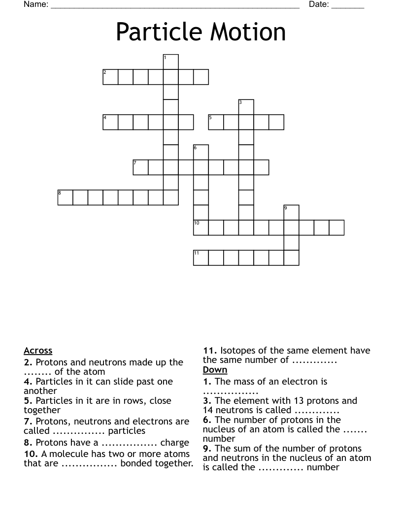 Particle Motion Crossword