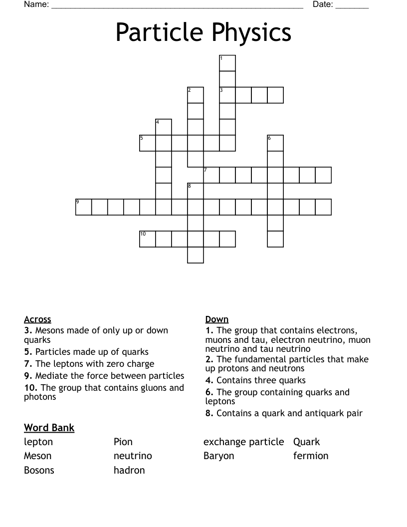 Particle Physics Crossword