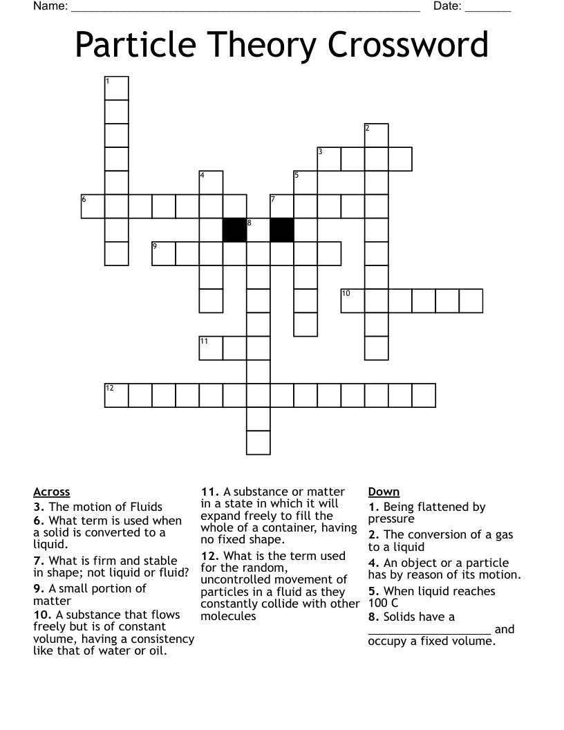 Particle Theory Crossword