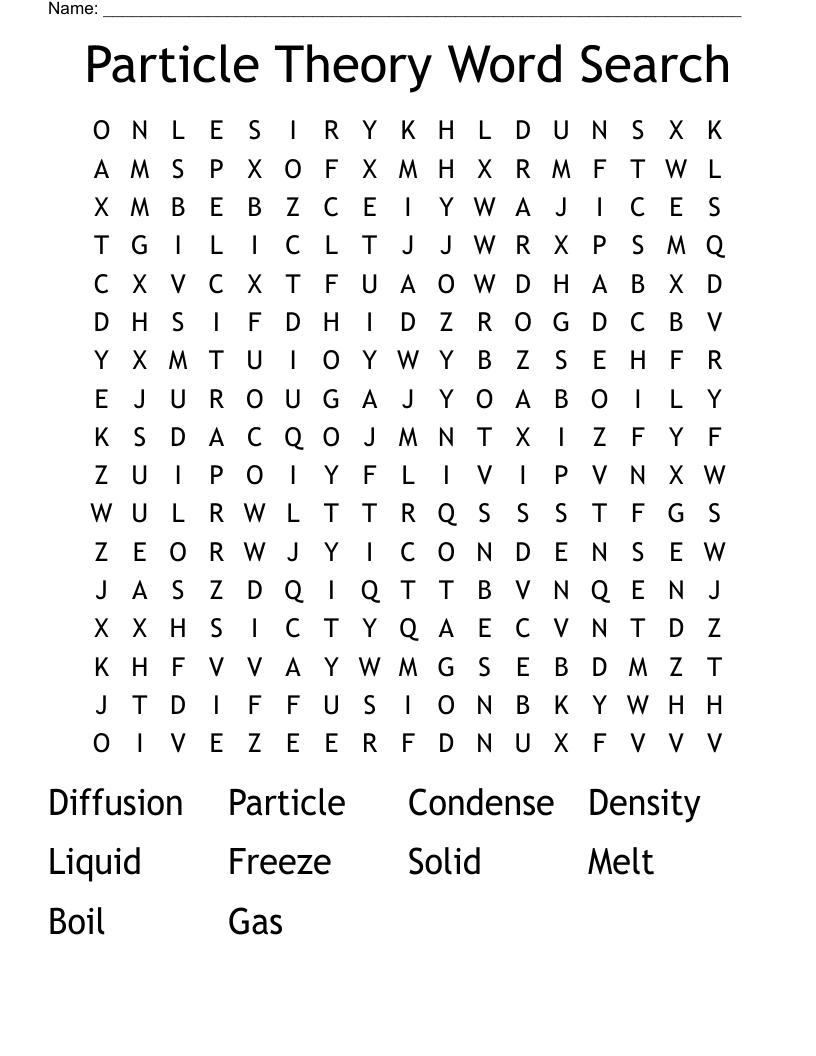 Particle Theory Word Search