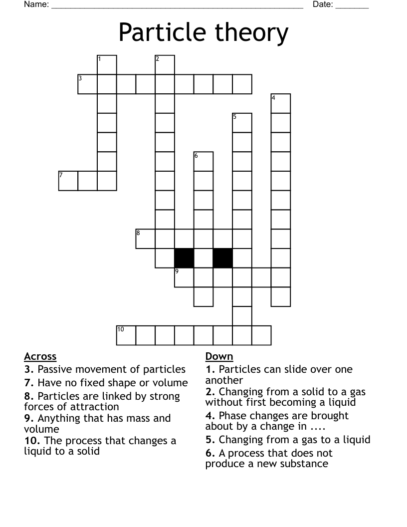 Particle theory Crossword