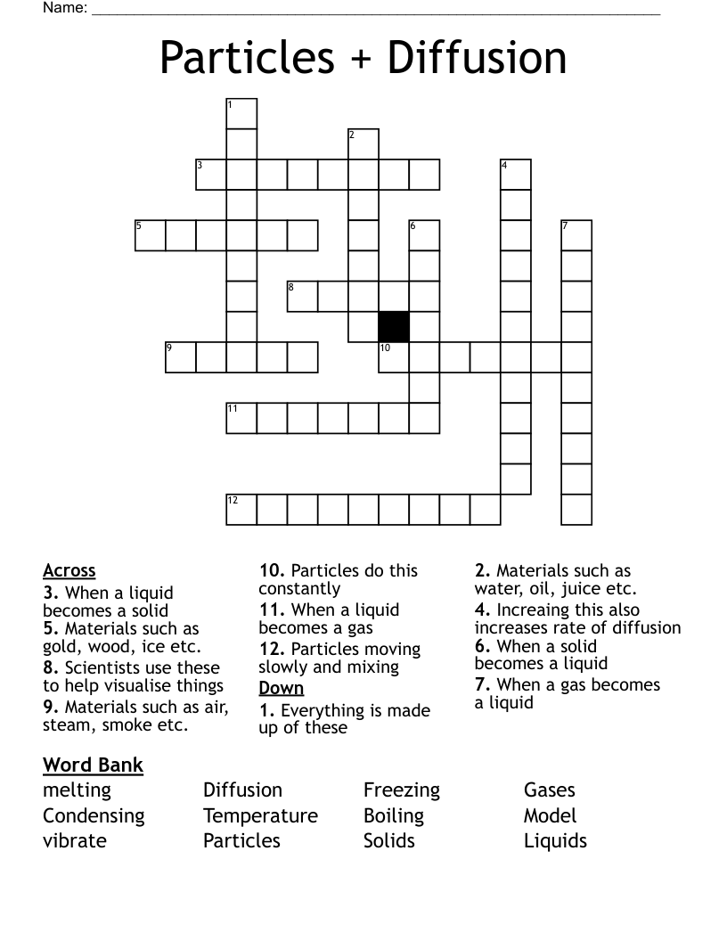 Particles + Diffusion Crossword