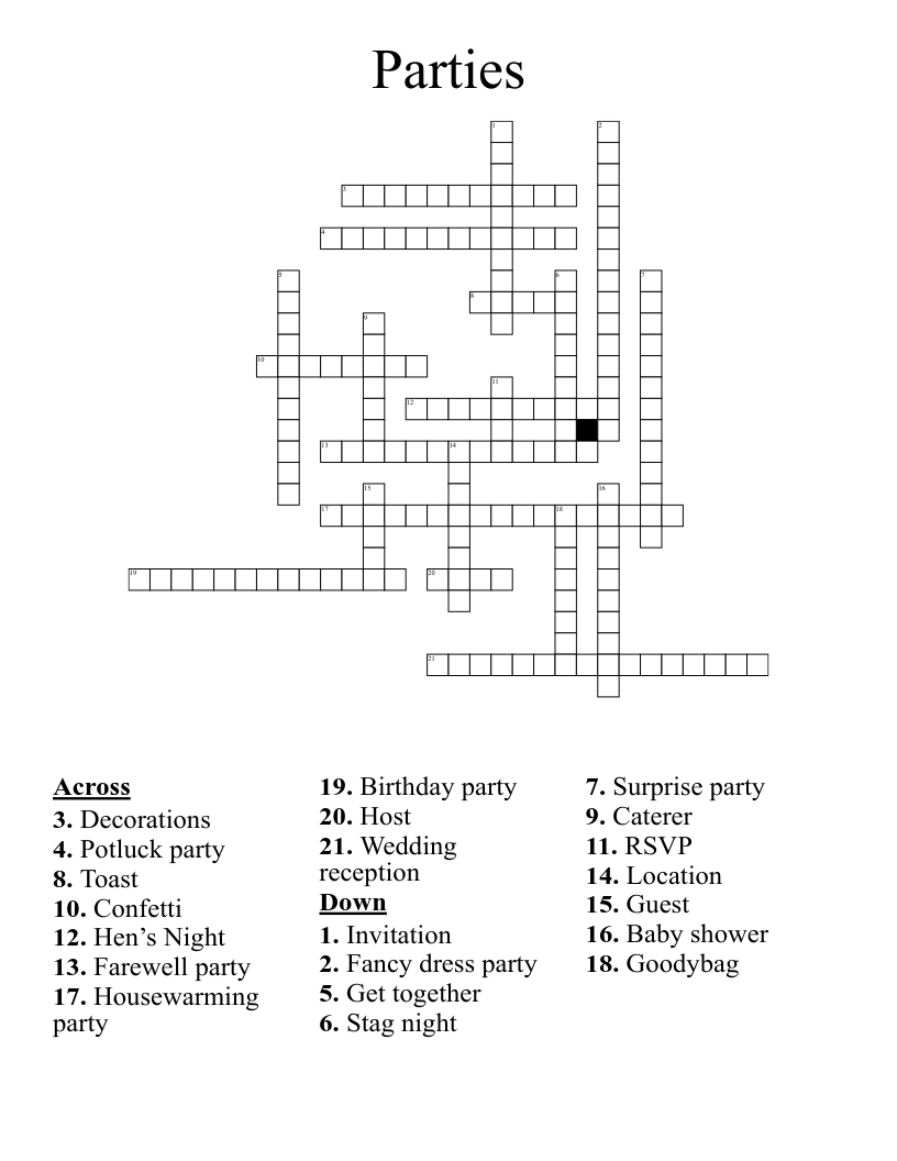 Parties  Crossword
