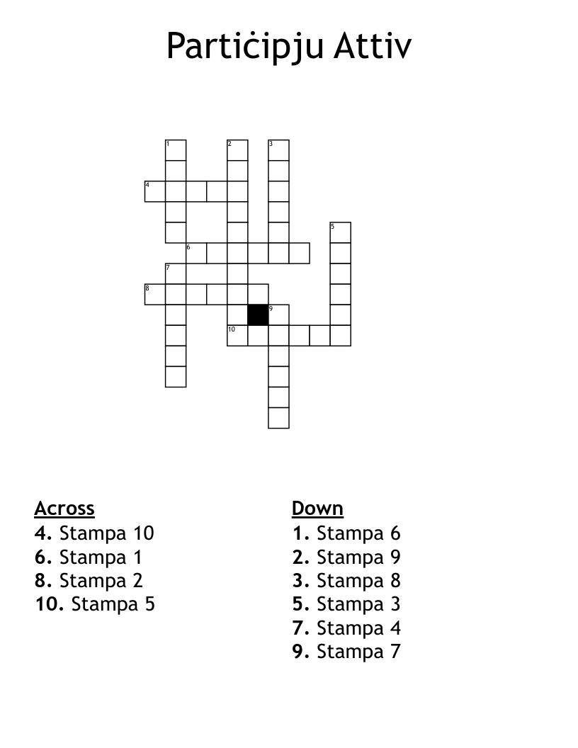 Partiċipju Attiv Crossword