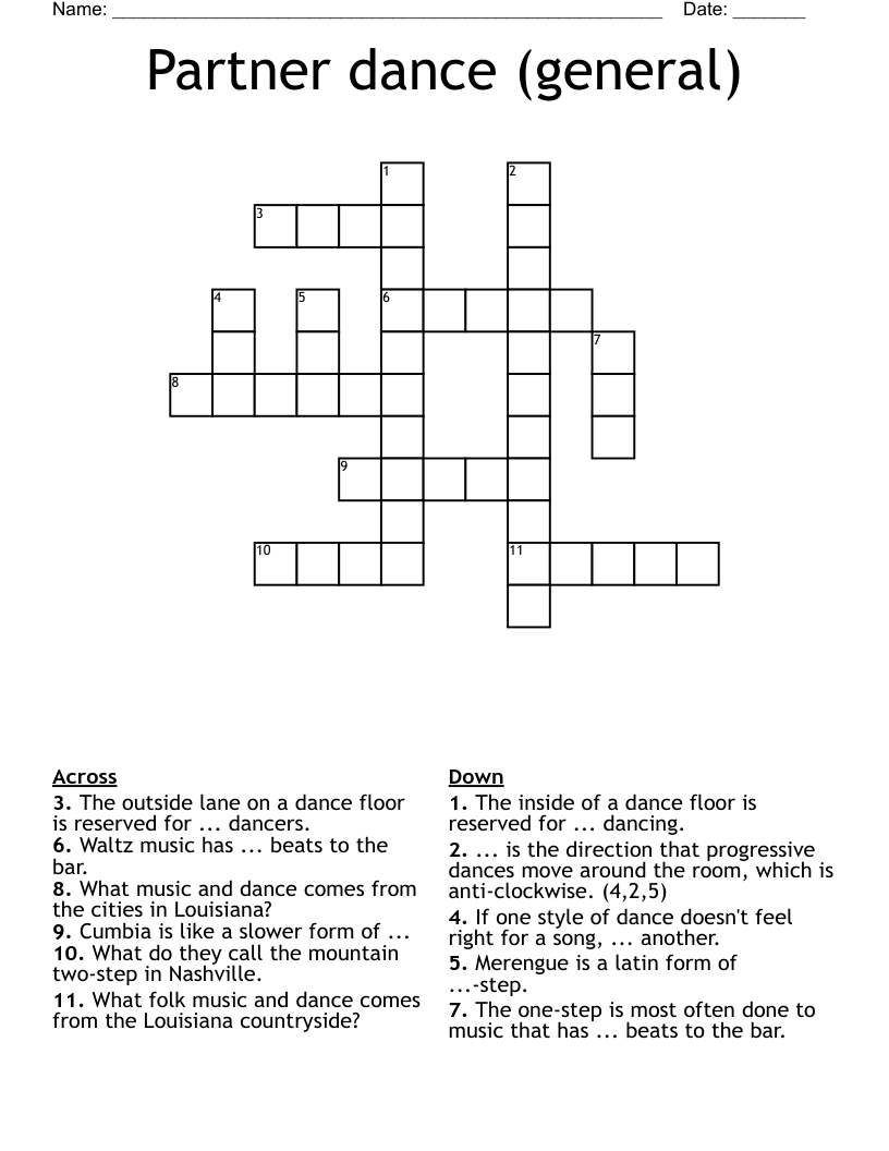 Partner dance (general) Crossword