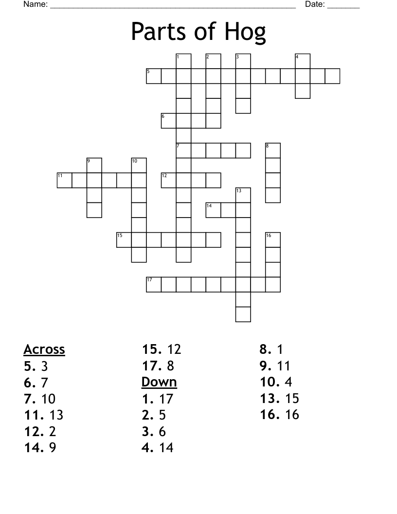 Parts of Hog Crossword