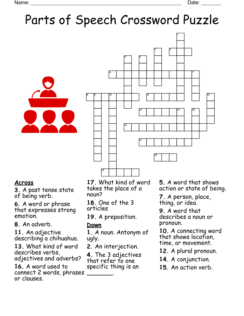 Parts of Speech Crossword Puzzle