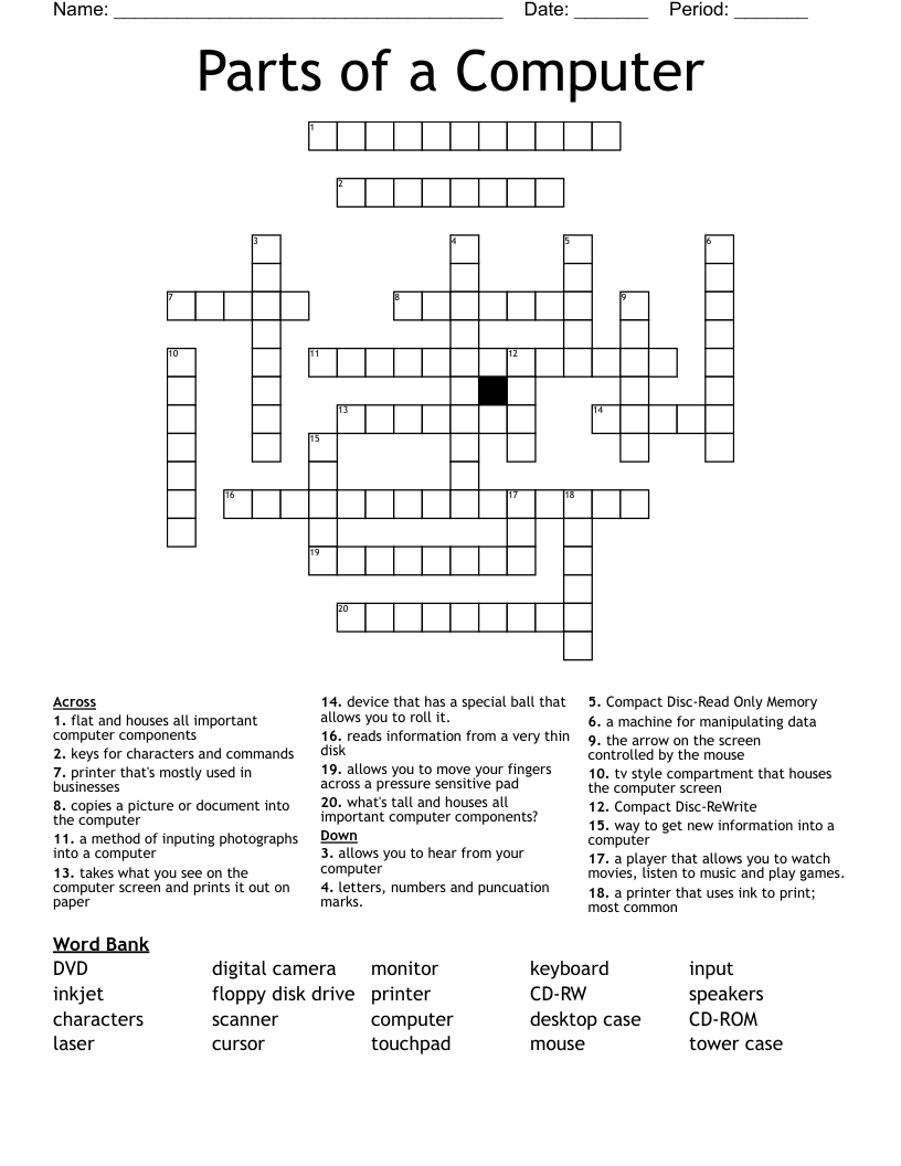 Parts of a Computer  Crossword