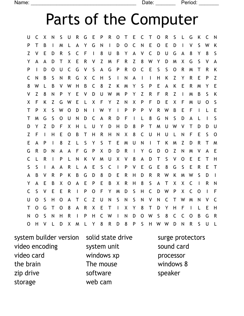 Parts of the Computer Word Search