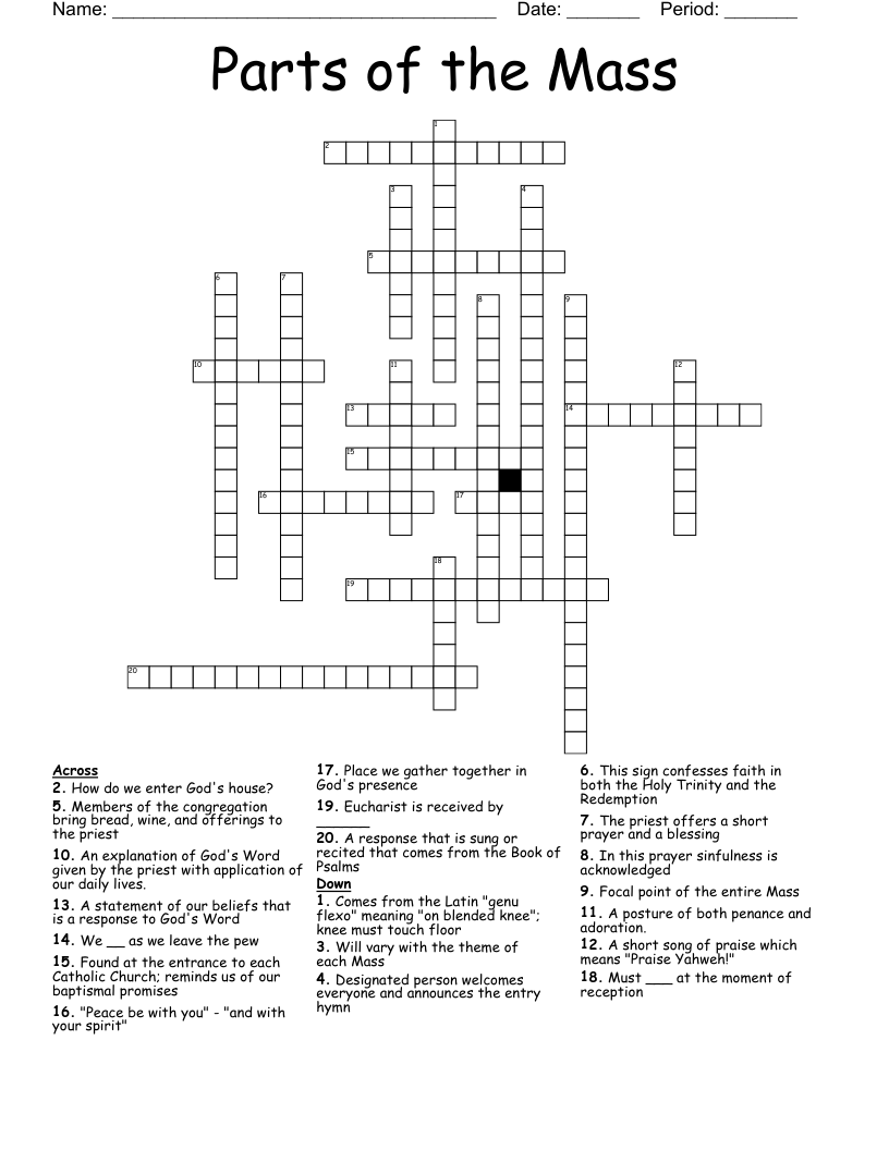 Parts of the Mass Crossword