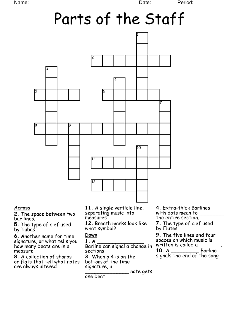 Parts of the Staff Crossword