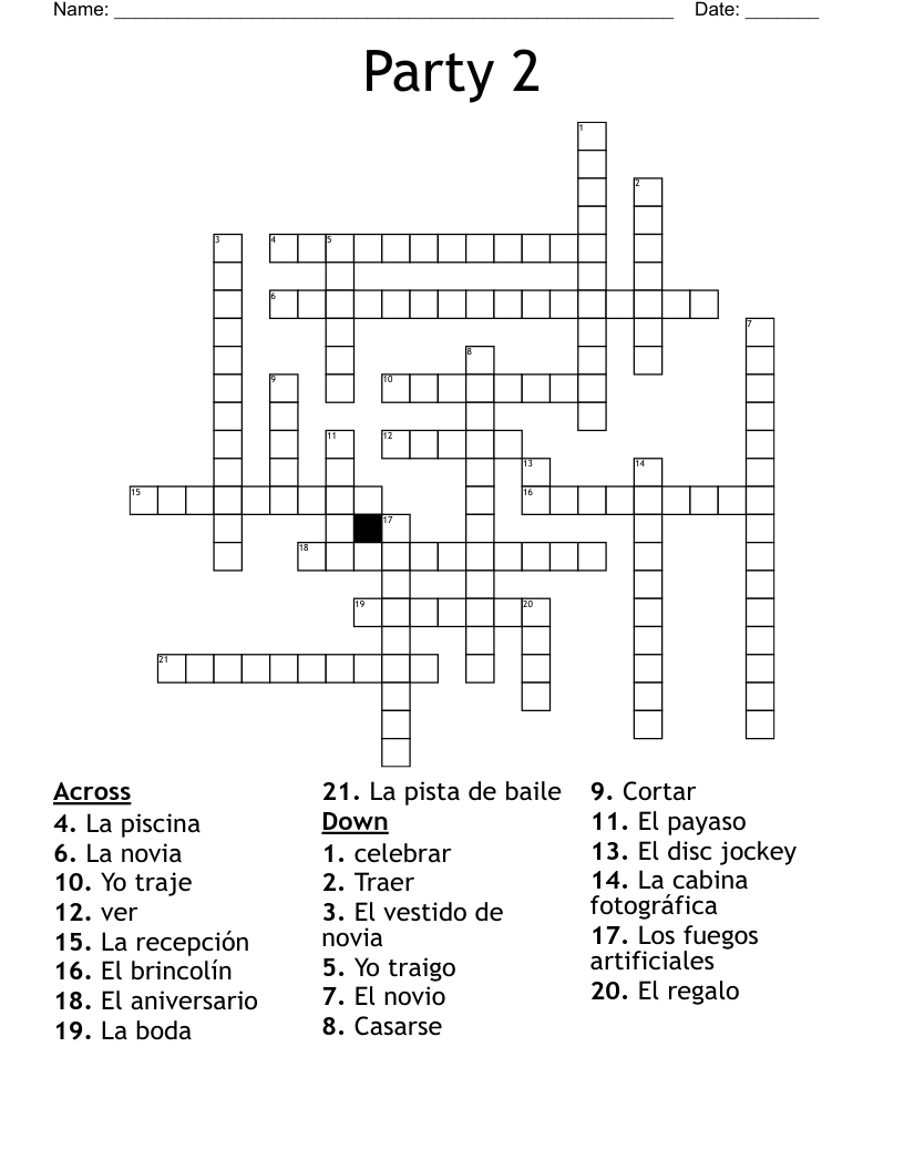 Party 2 Crossword