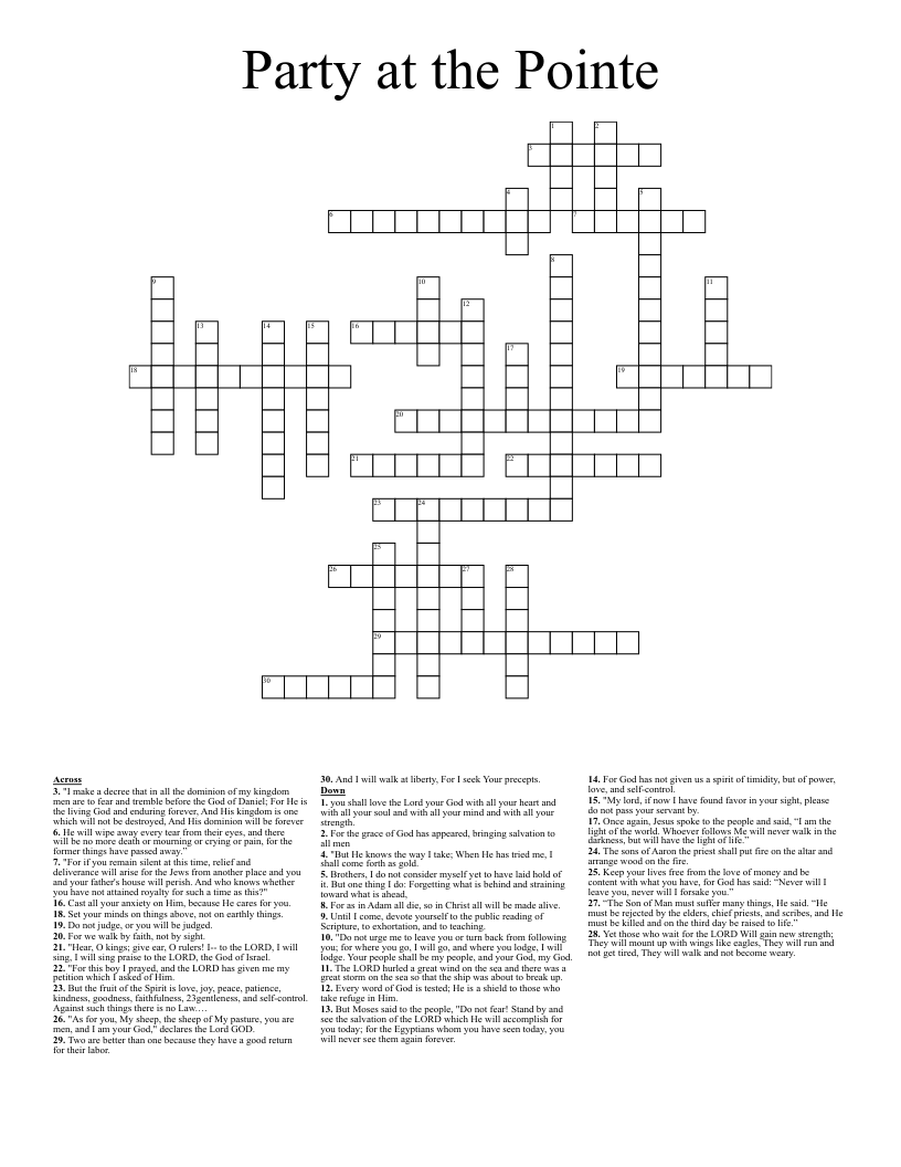 Party at the Pointe Crossword