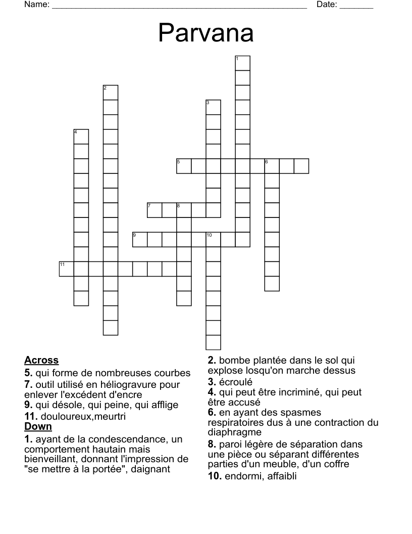 Parvana Crossword