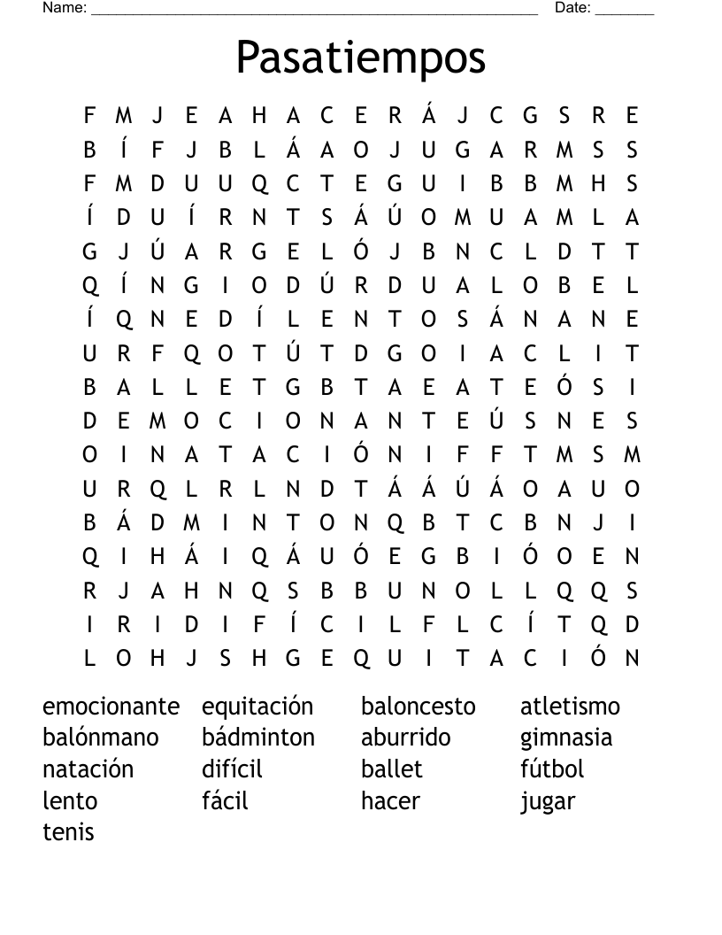 Pasatiempos Word Search