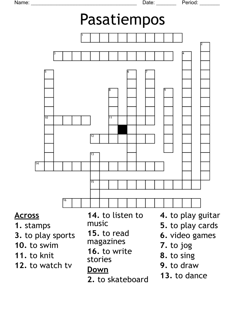 Pasatiempos Crossword