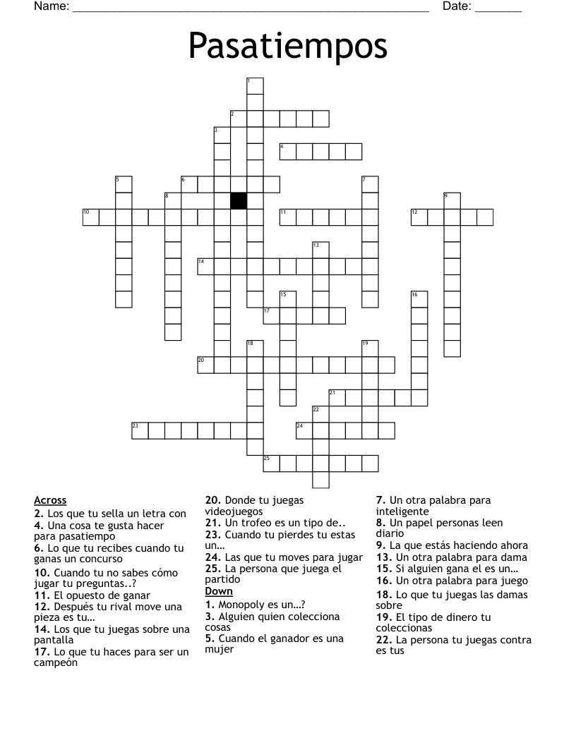 Pasatiempos Crossword