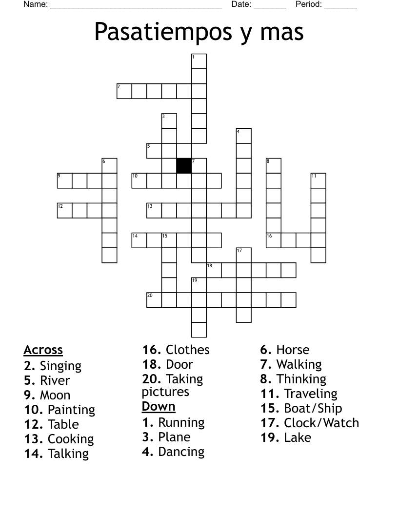 Pasatiempos y mas Crossword